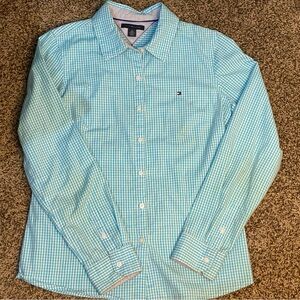 Tommy Hilfiger‎ Blue Casual Button Down Shirt with Checkered Pattern